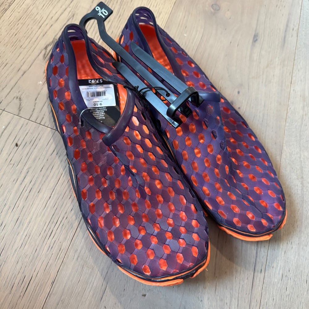 Walmart Mens Water Shoes Purple Orange Honeycomb Mesh Slip On‎ Size 9-10 NEW